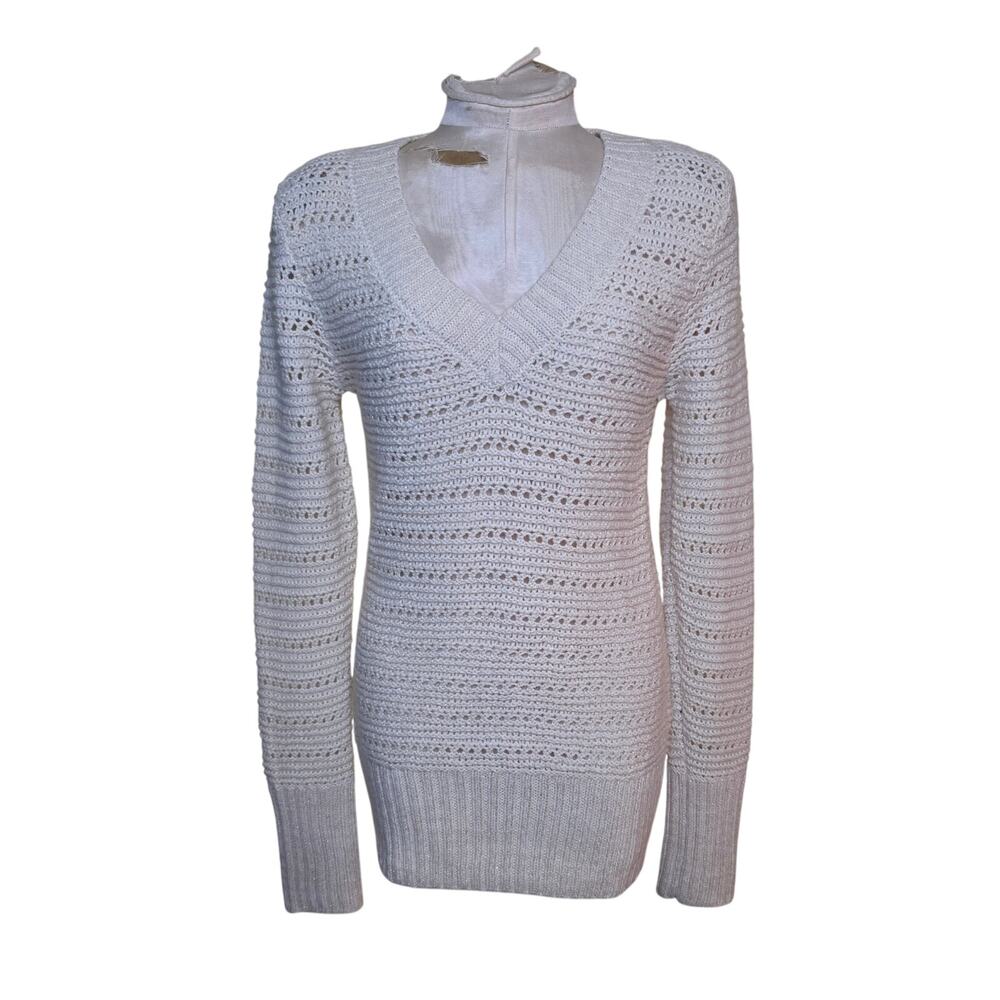 Lucky Brand Womens Sweater Cream Metallic Wool Alpaca Size L